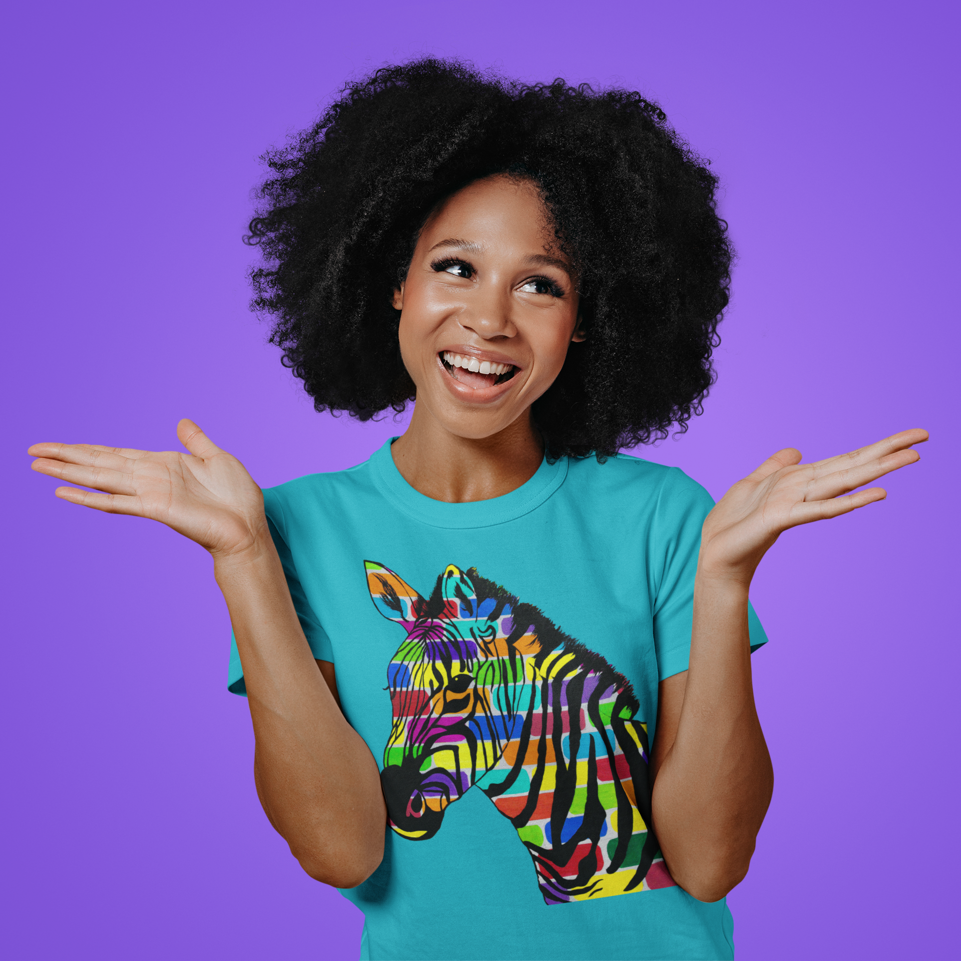 Colorful Zebra Short-Sleeve Unisex (T-Shirt)